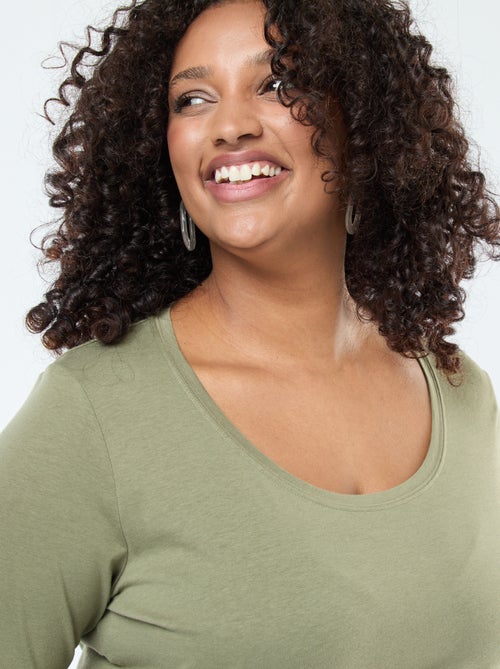 T-shirt maniche lunghe tinta unita in jersey - Kiabi