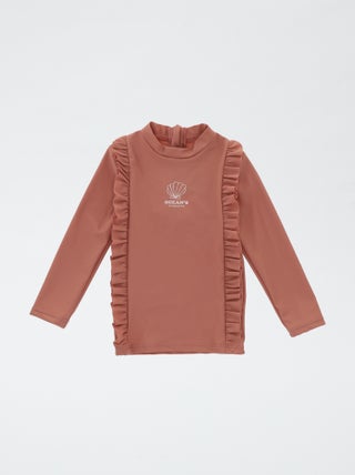 T-shirt mare con volant a maniche lunghe