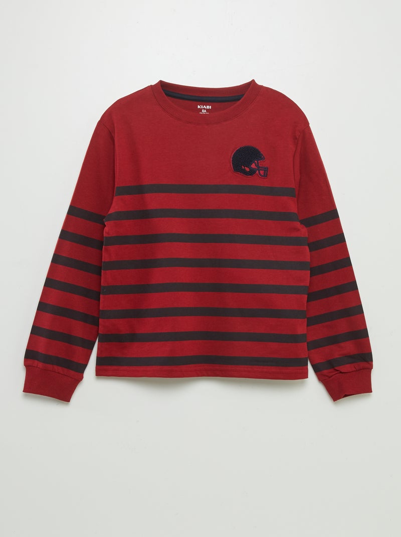 T-shirt marinière con scritta bouclé ROSSO - Kiabi