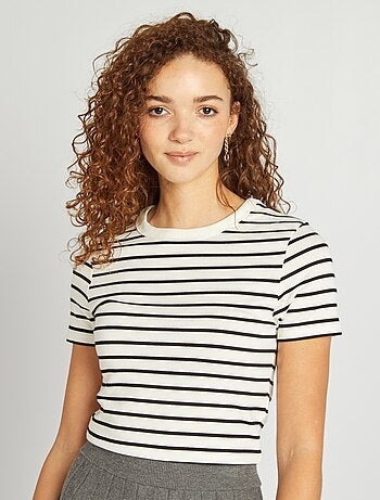 T-shirt marinière in cotone stretch