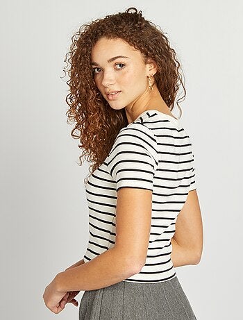 T-shirt marinière in cotone stretch