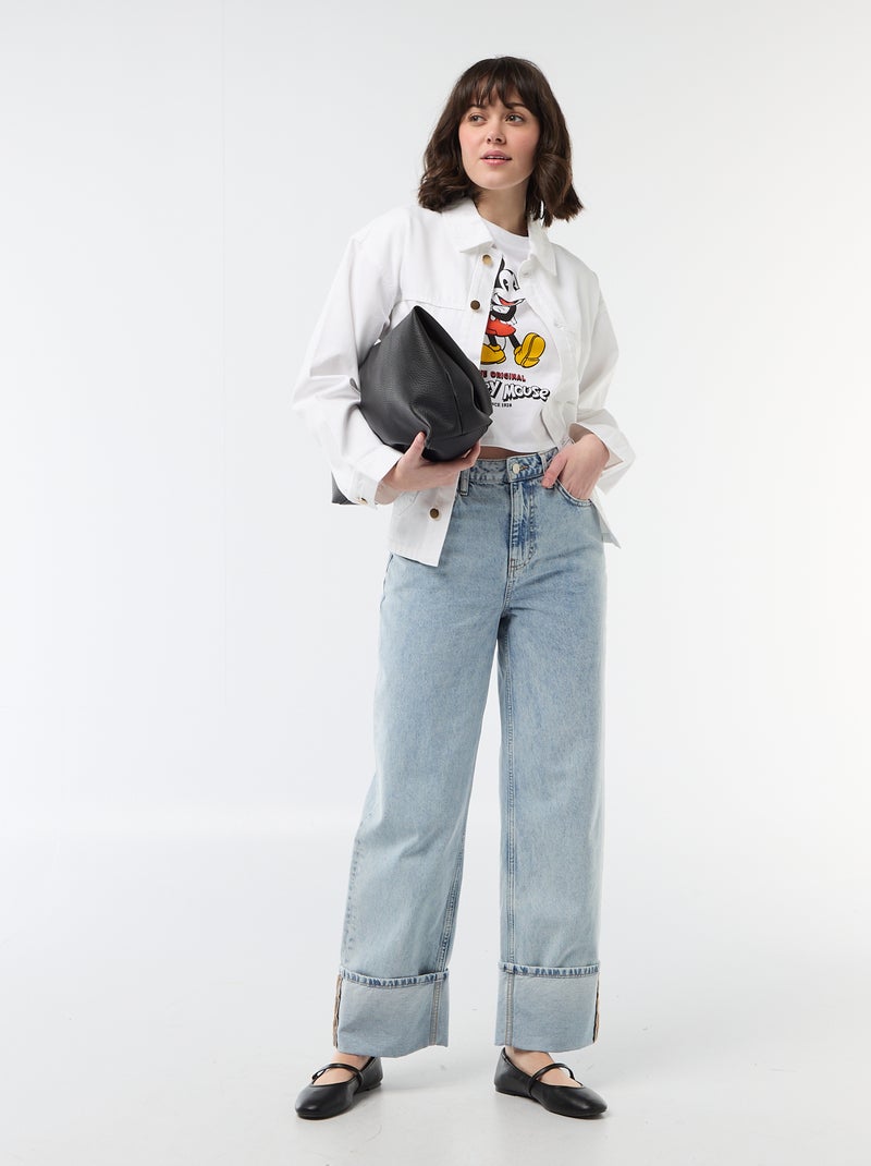 T-shirt 'Mickey' cropped 'Disney' Bianco - Kiabi