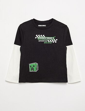 T-shirt 'Minecraft' con stampe e maniche a contrasto