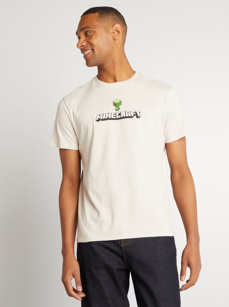 T-shirt 'Minecraft' scollo tondo GRIGIO - Kiabi