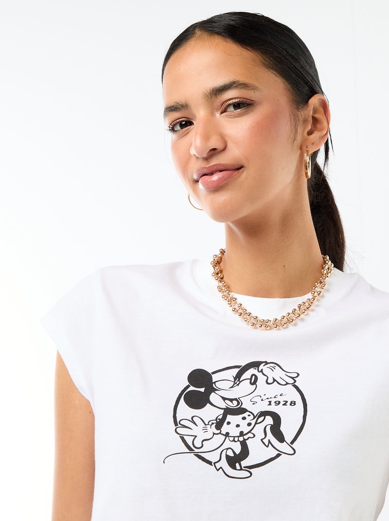 T-shirt 'Minnie' cropped 'Disney' Bianco - Kiabi