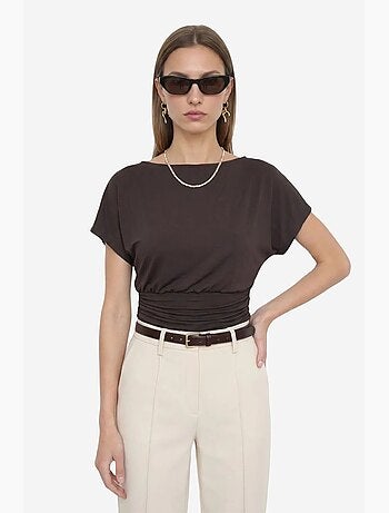 T-shirt misto modal con taglio colletto tondo manica corta dilvin