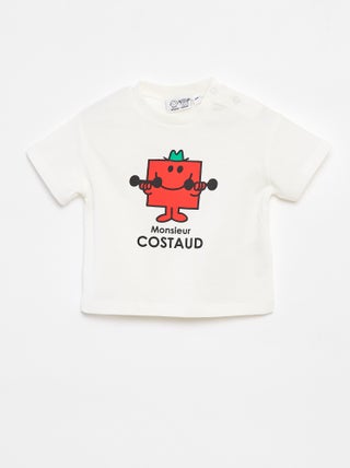 T-shirt 'Monsieur Madame' 'Mr Happy' a maniche corte