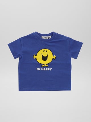 T-shirt 'Monsieur Madame' 'Mr Happy' a maniche corte