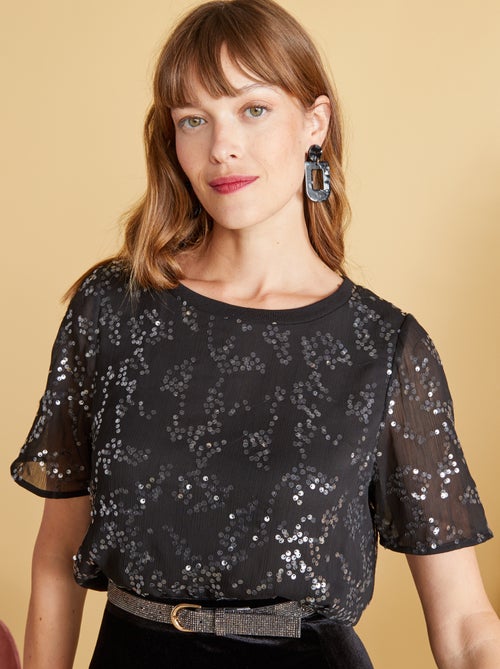 T-shirt morbida con paillettes - Kiabi