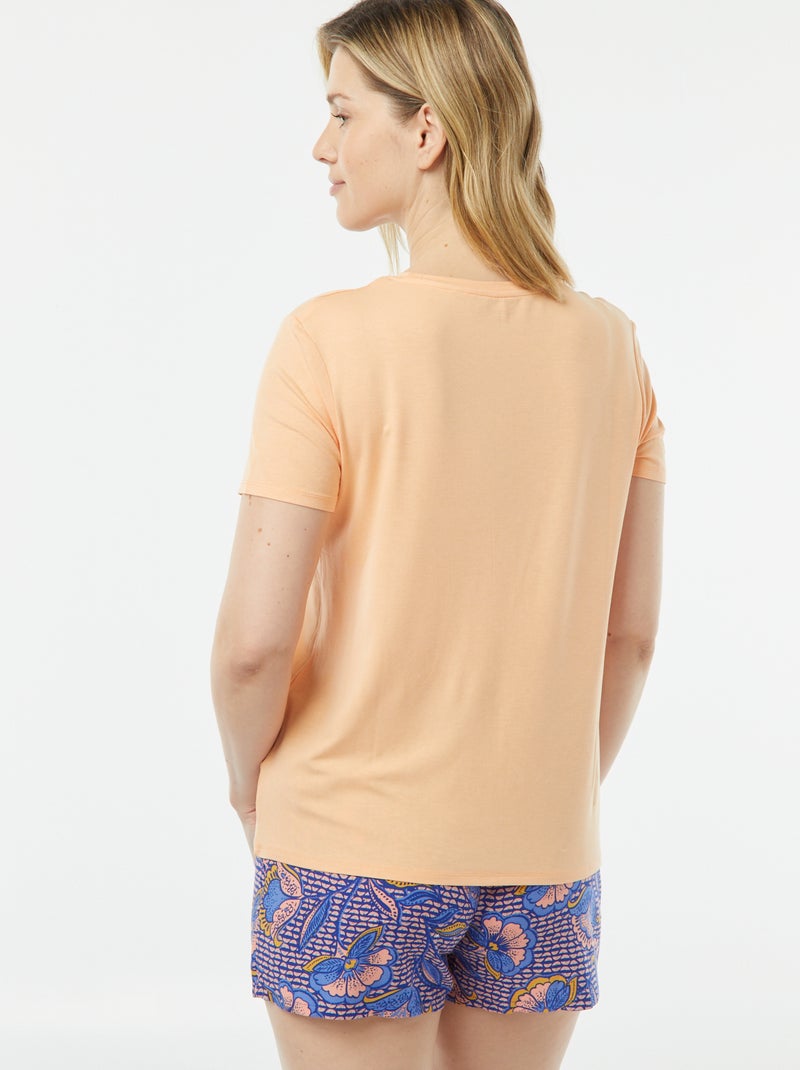 T-shirt morbida con scollo a V Arancione - Kiabi