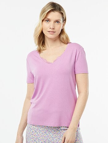 T-shirt morbida con scollo a V