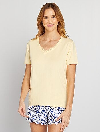 T-shirt morbida con scollo a V