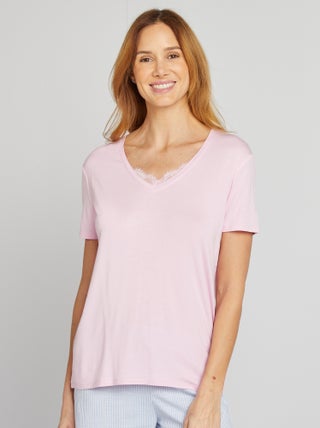 T-shirt morbida con scollo a V