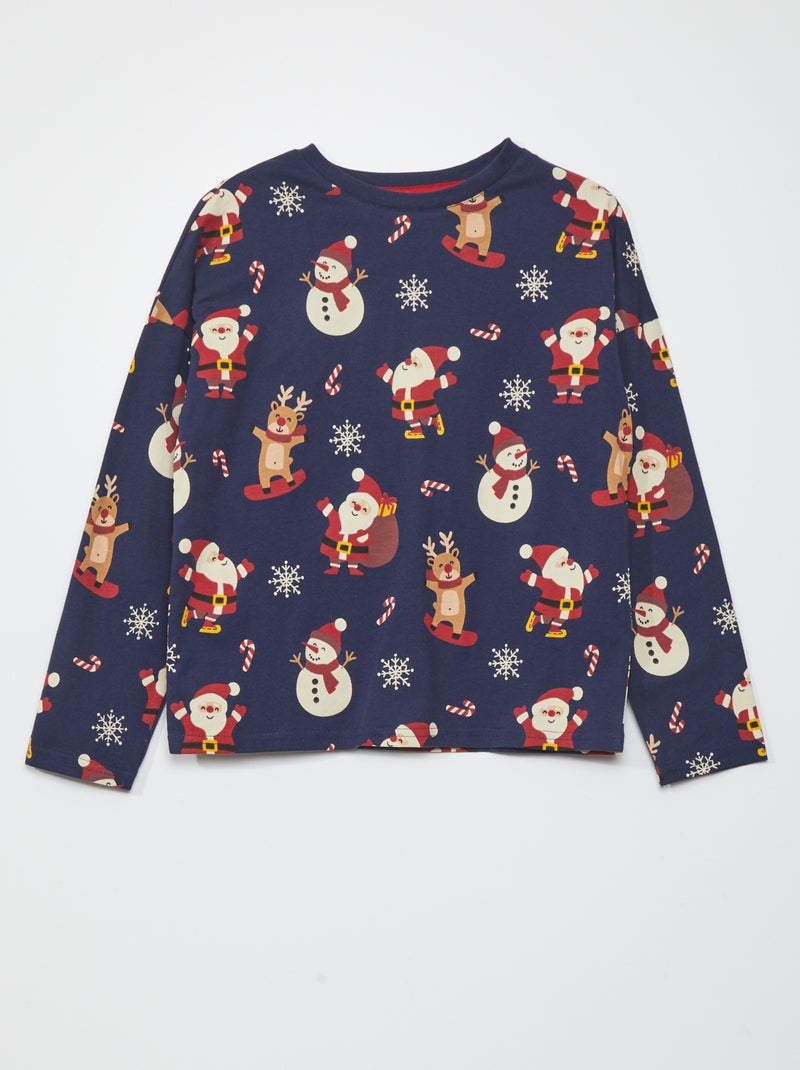 T-shirt 'natale' maniche lunghe BLU - Kiabi