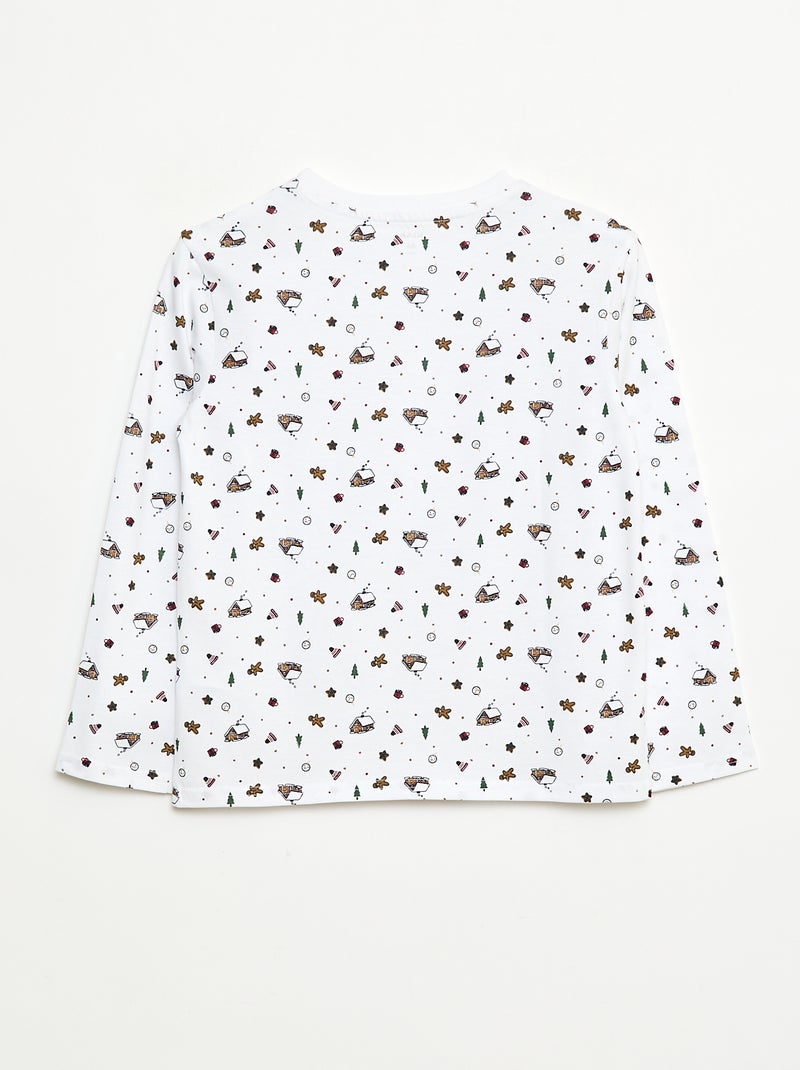 T-shirt natalizia a maniche lunghe Bianco - Kiabi