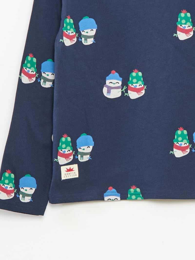 T-shirt natalizia ampia in jersey di cotone Blu - Kiabi