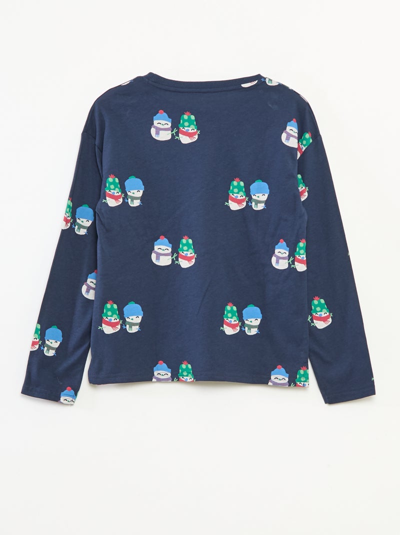 T-shirt natalizia ampia in jersey di cotone Blu - Kiabi