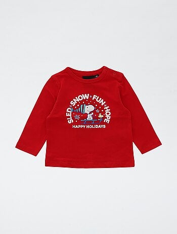 T-shirt natalizia stampata 'Snoopy' in cotone