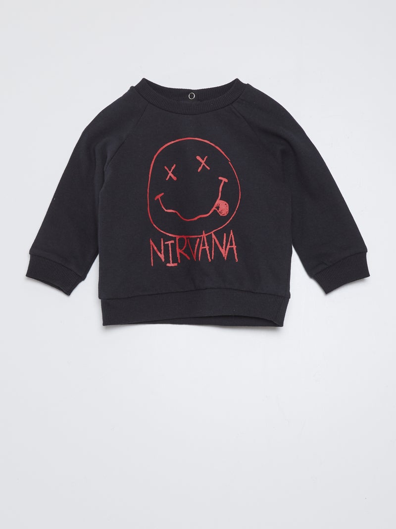 T-shirt 'Nirvana' a maniche lunghe NERO - Kiabi