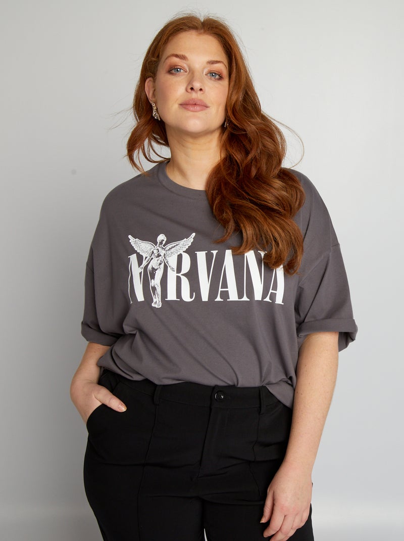 T-shirt 'Nirvana' con scollo tondo grigio - Kiabi