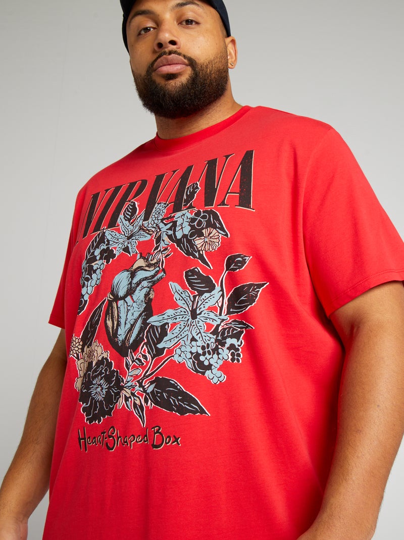 T-shirt 'Nirvana' con scollo tondo ROSSO - Kiabi