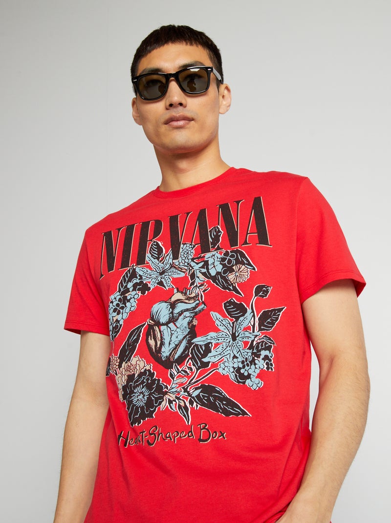 T-shirt 'Nirvana' con scollo tondo ROSSO - Kiabi