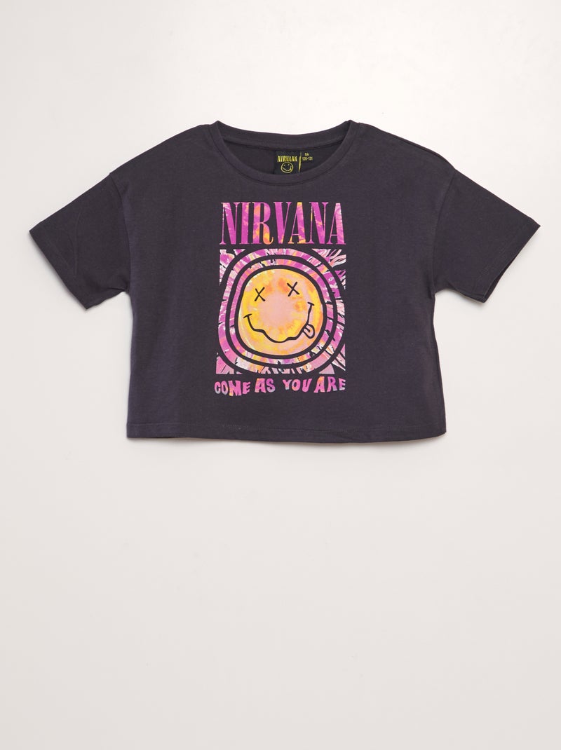 T-shirt 'Nirvana' crop-top NERO - Kiabi