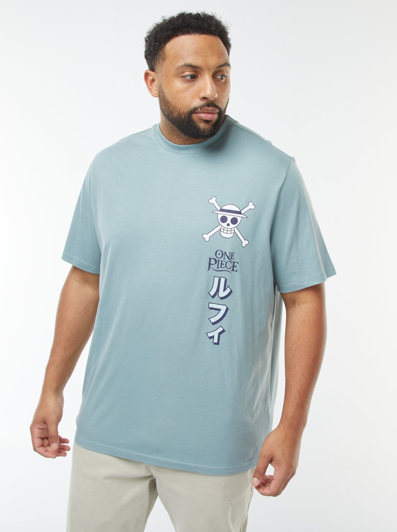 T-shirt 'One Piece' a maniche corte con stampa davanti e dietro blu - Kiabi
