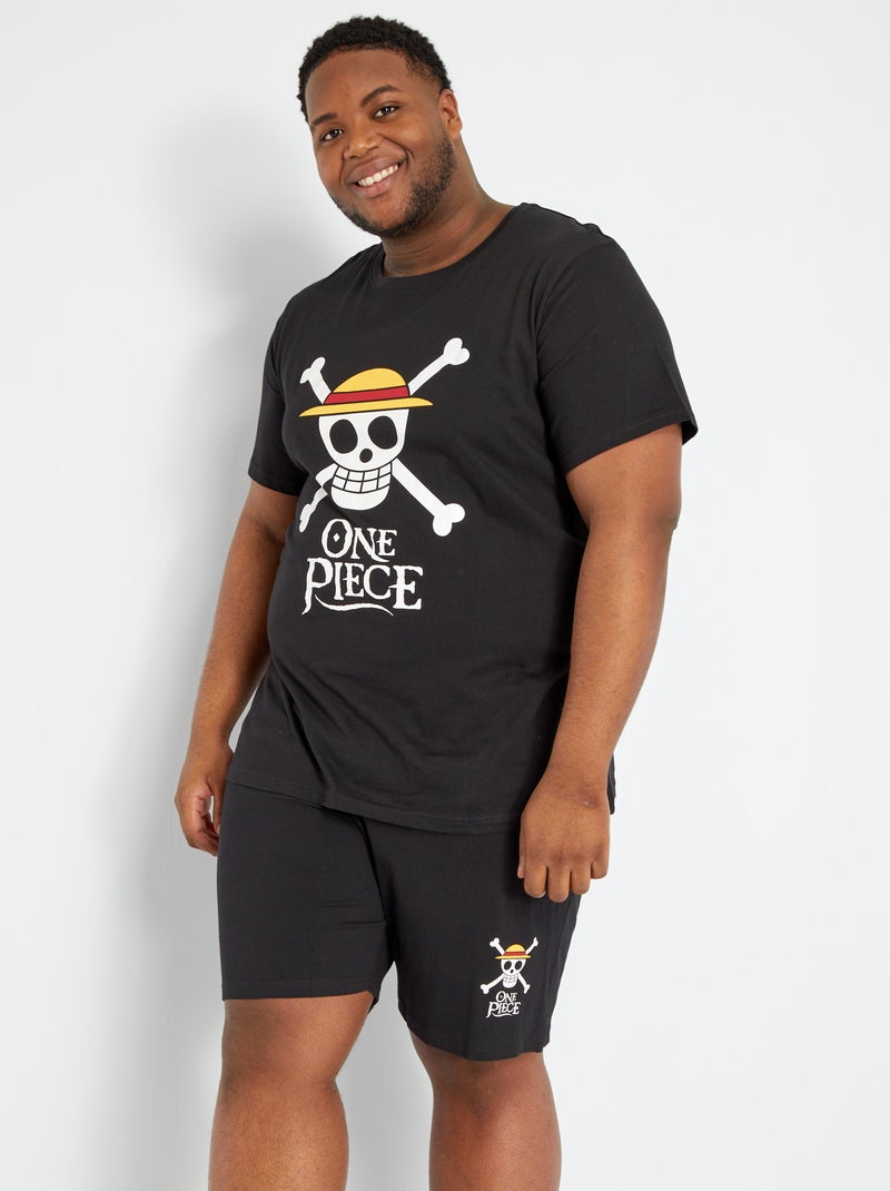 T-shirt 'One Piece' scollo tondo nero - Kiabi