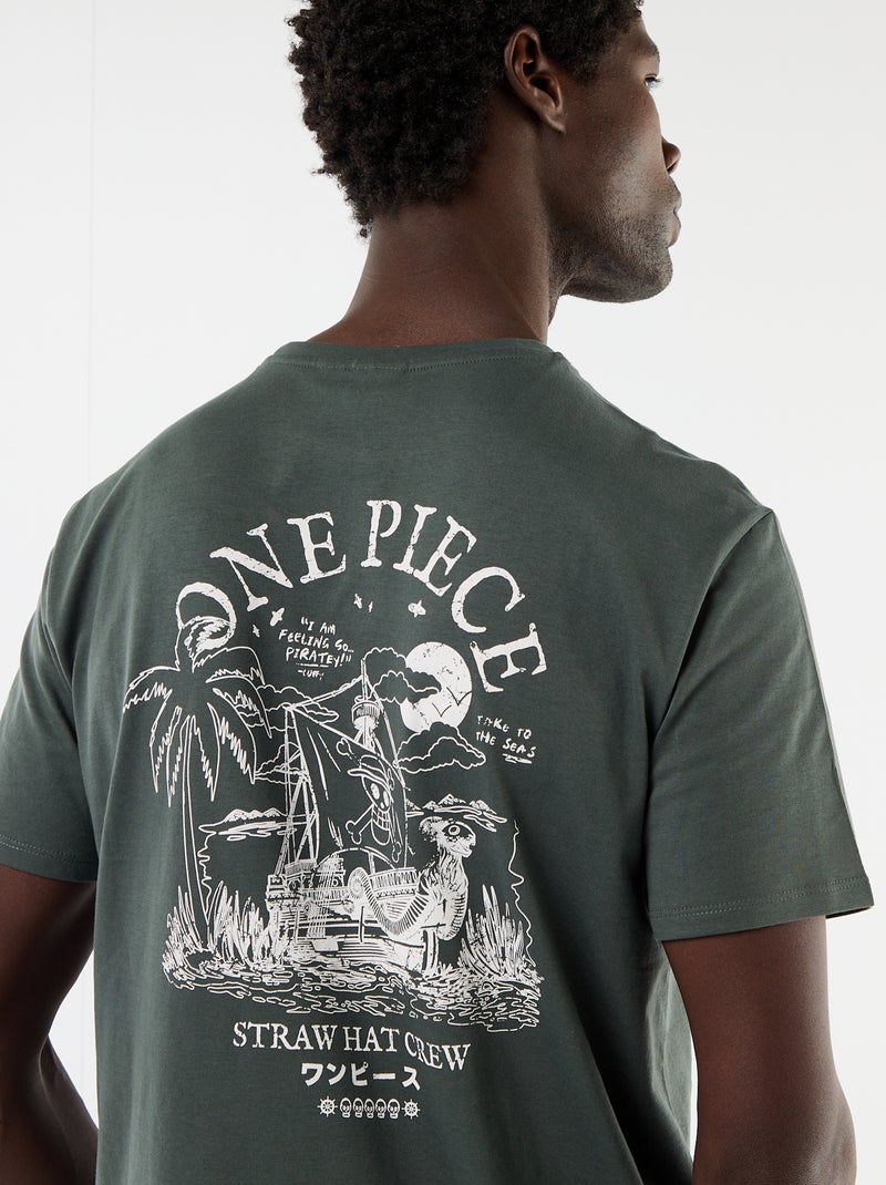T-shirt "One Piece" stampata fronte/retro Verde - Kiabi