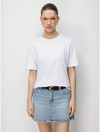 T-shirt oversize a costine con girocollo mixray