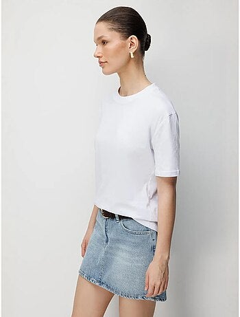 T-shirt oversize a costine con girocollo mixray