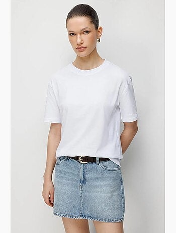 T-shirt oversize a costine con girocollo mixray