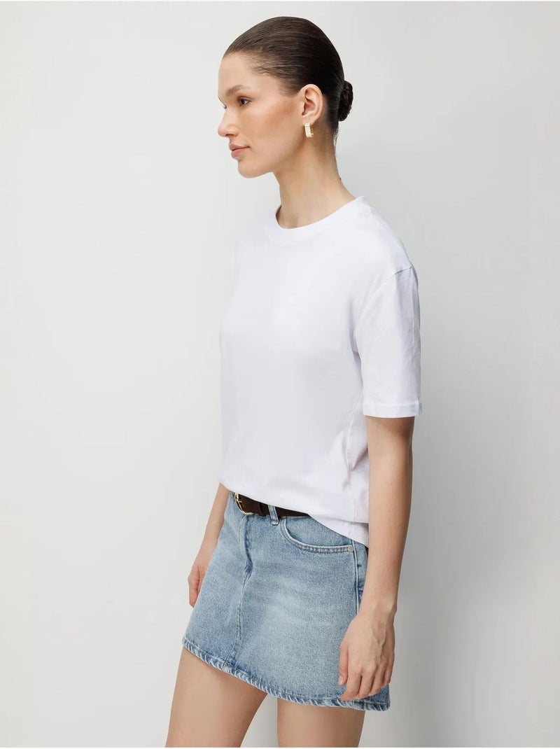 T-shirt oversize a costine con girocollo mixray Bianco - Kiabi