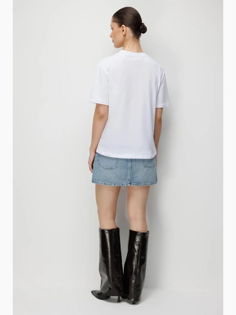 T-shirt oversize a costine con girocollo mixray Bianco - Kiabi