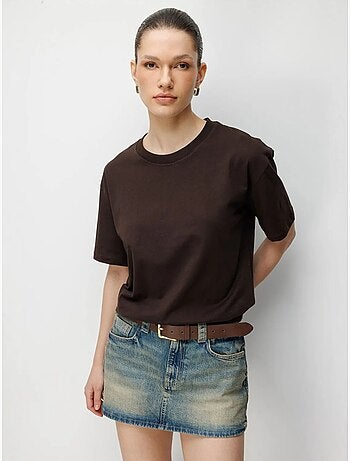 T-shirt oversize a costine con girocollo mixray