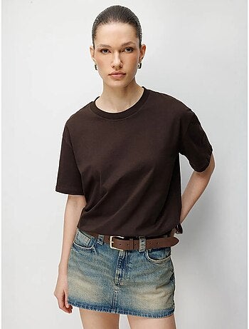 T-shirt oversize a costine con girocollo mixray
