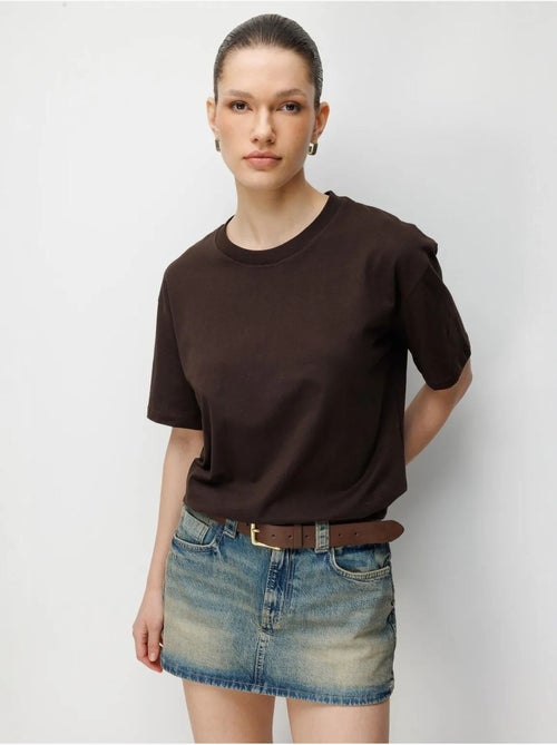 T-shirt oversize a costine con girocollo mixray - Kiabi T-shirt oversize a costine con girocollo mixray - Kiabi