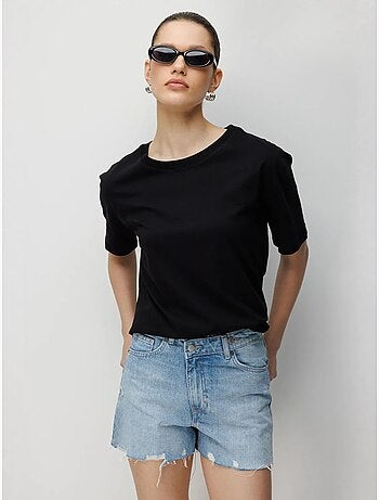 T-shirt oversize a costine con girocollo mixray
