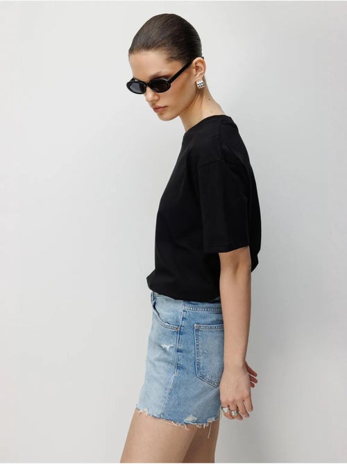 T-shirt oversize a costine con girocollo mixray - Kiabi