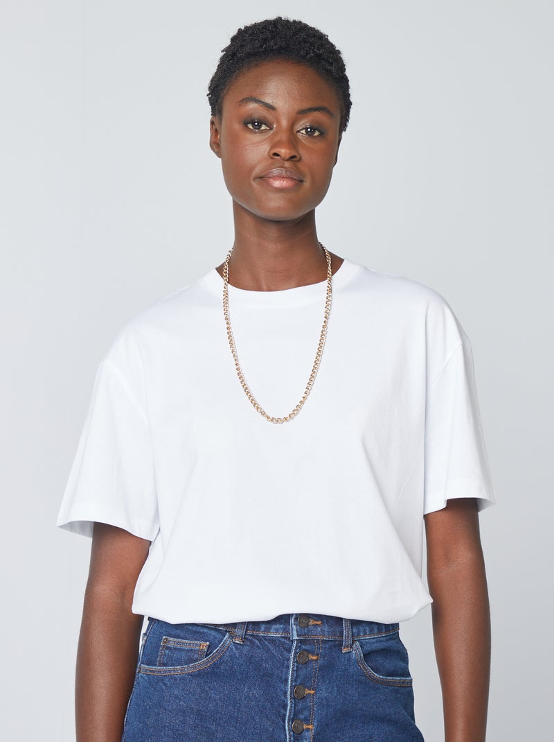T-shirt oversize a girocollo bianco - Kiabi