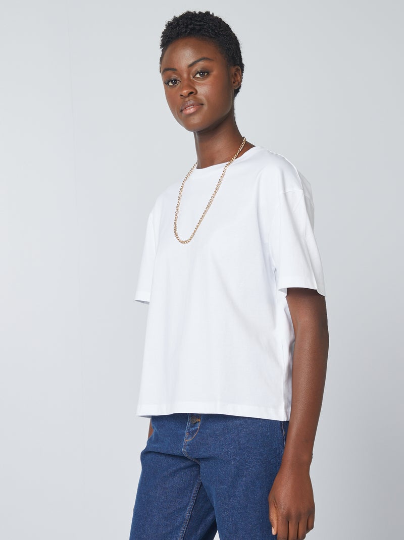 T-shirt oversize a girocollo bianco - Kiabi
