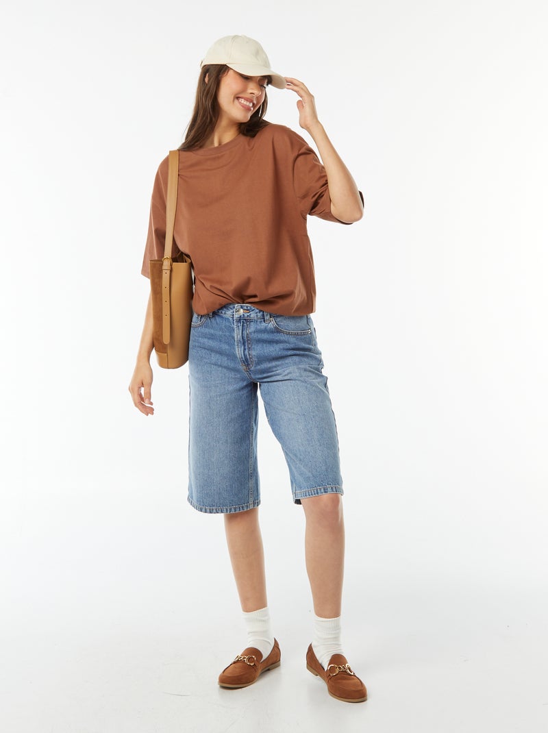 T-shirt oversize a girocollo Marrone - Kiabi