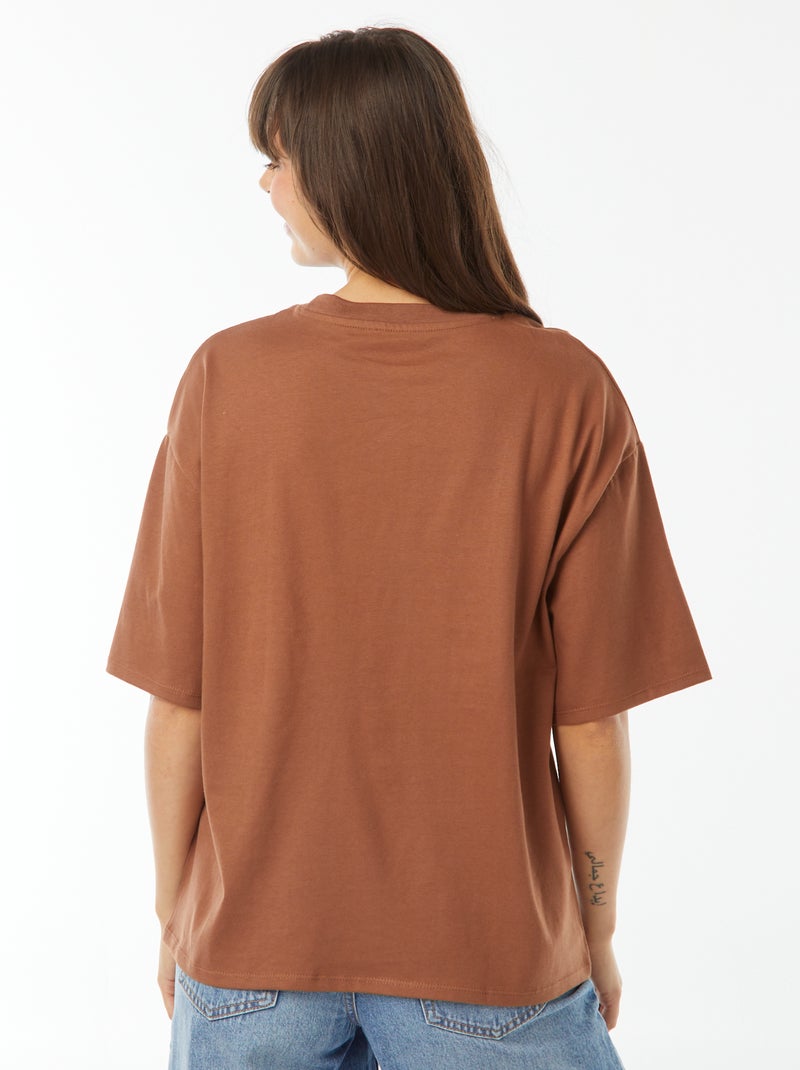 T-shirt oversize a girocollo Marrone - Kiabi