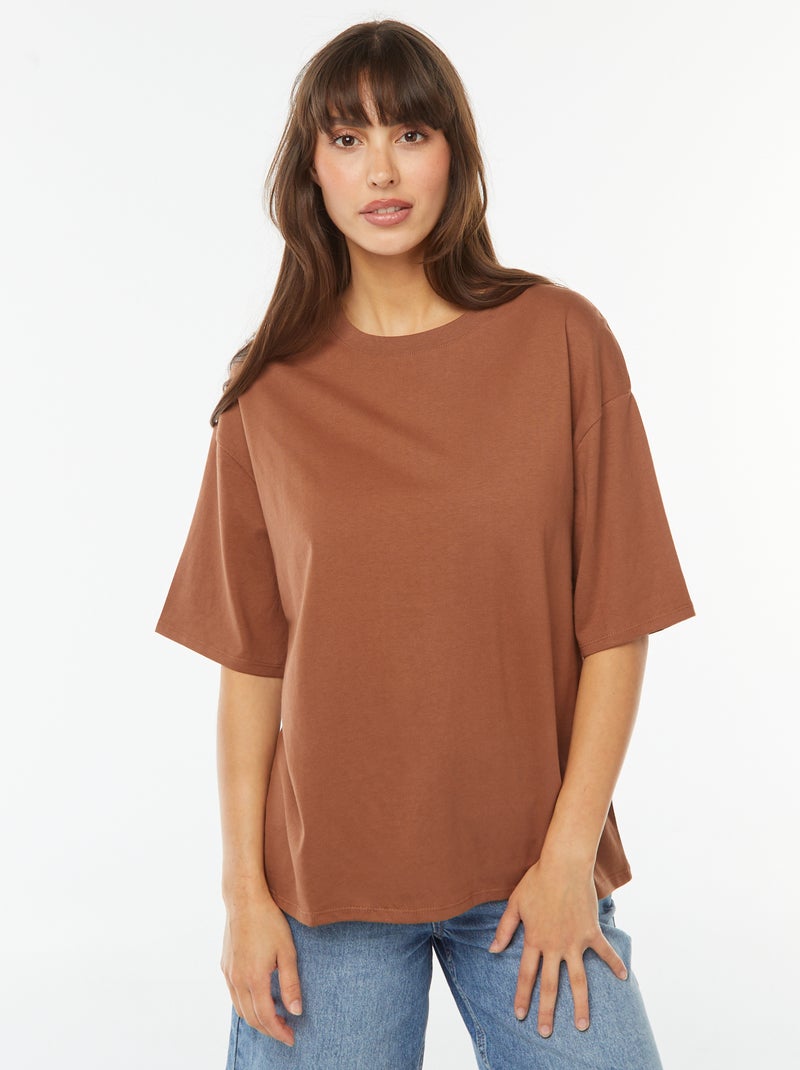 T-shirt oversize a girocollo Marrone - Kiabi