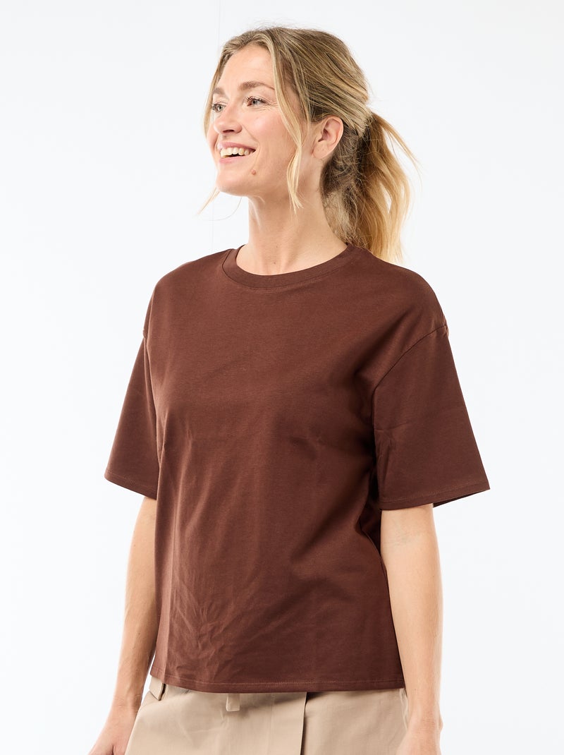 T-shirt oversize a girocollo Marrone - Kiabi