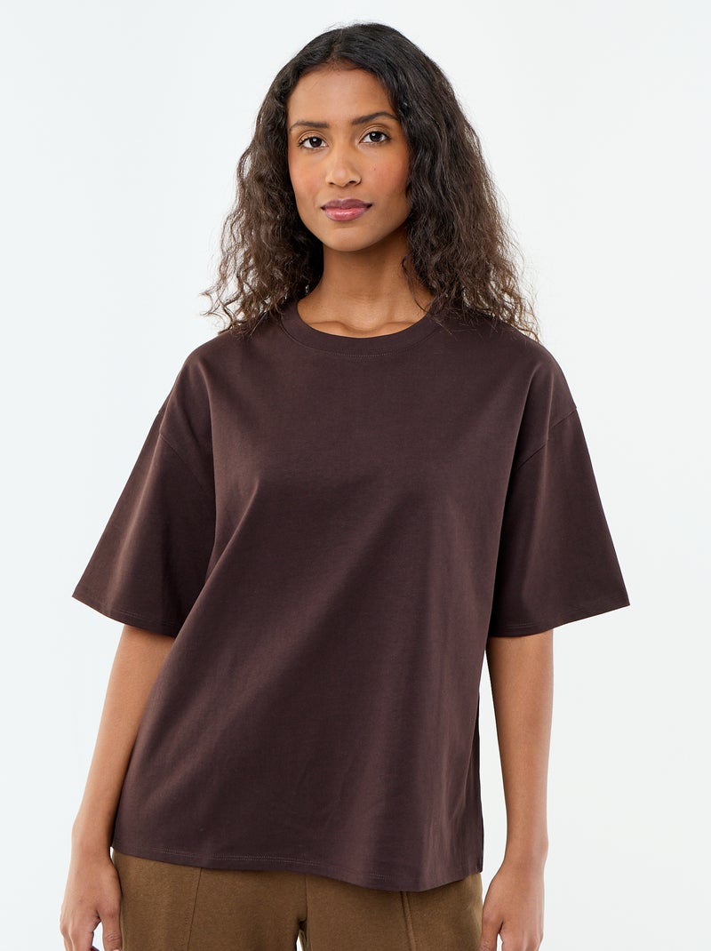 T-shirt oversize a girocollo Marrone - Kiabi