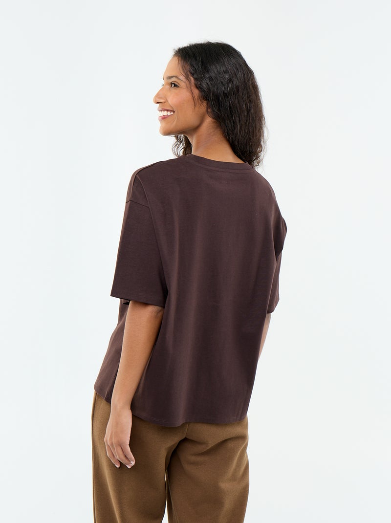 T-shirt oversize a girocollo Marrone - Kiabi