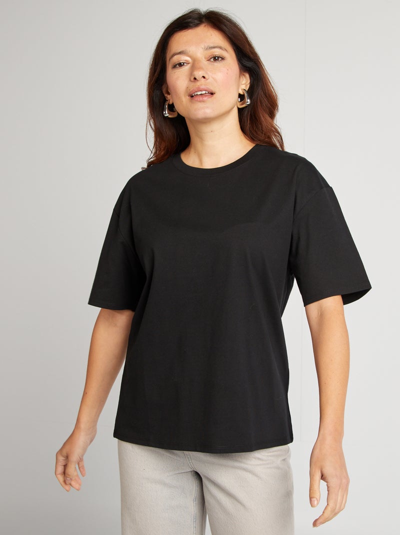 T-shirt oversize a girocollo nero - Kiabi