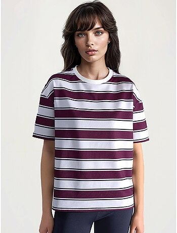 T-shirt oversize a righe con girocollo hiccup
